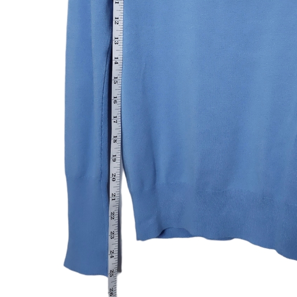 Zara Blogger Fave Blue Turtleneck Sweater Gold Snap Buttons Cuffs women's medium - Picture 5 of 7